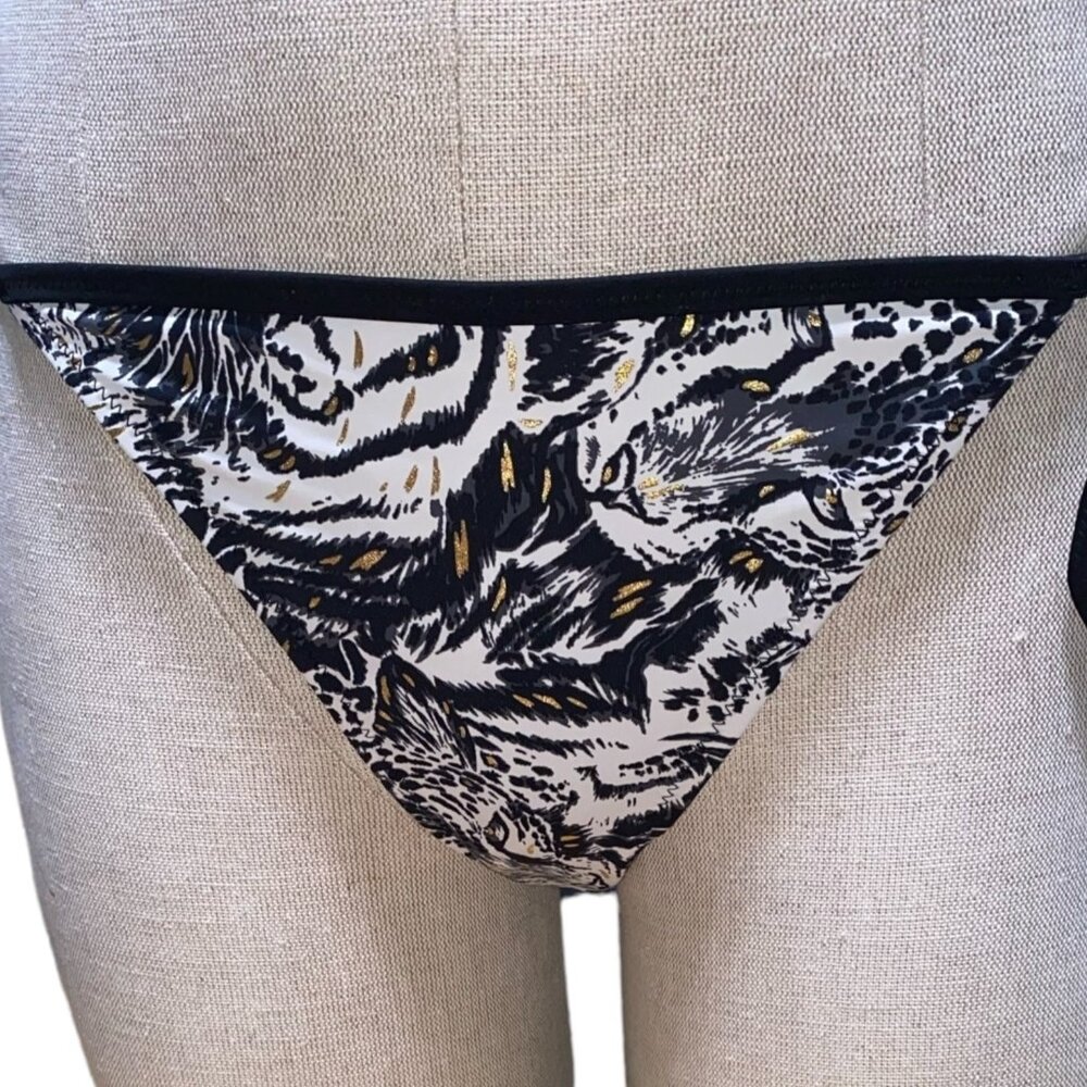 Seekers Australia Swimwear Bottom M Women Bikini Animal Print Tiger Jaguar Gold